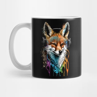 Fox Wearing Headphones Painting Mug